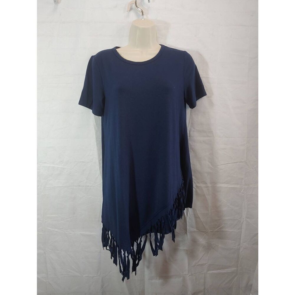 Serena Williams Women's Size Small Blue Asymmetrical Tasseled Blouse